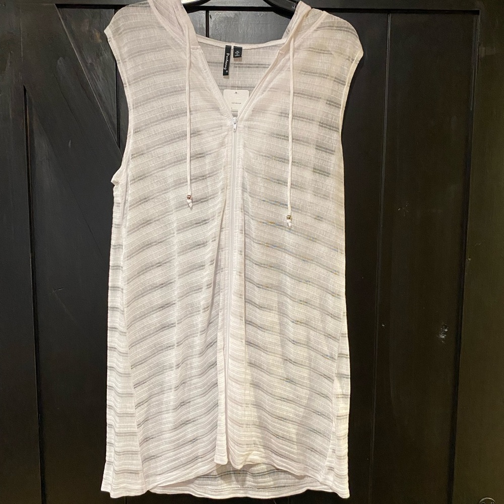 White Hooded Swim Cover-Up NWT medium